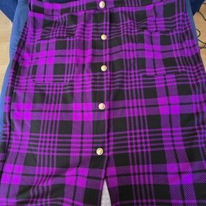 Plaid Purple and Black Pencil Skirt